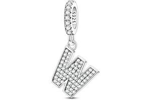 LIGHTDOG 925 Charms in argento sterling perline alfabetiche dalla A alla Z per l'Europa e i braccialetti Pandora 26 lettere dell'alfabeto con zirconi
