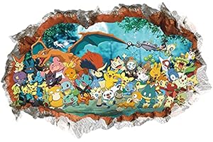 KIBI STORE Kibi Pokemon Aufkleber | Pikachu Wandtattoo für Kinder Wandtattoo Pokémon Pikachu Wandsticker Wandaufkleber Wanddeko für Kinderzimmer Babyzimmer