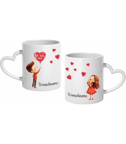 Personalisiere Kaffeetasse Mit Namen & Datum – Herz-Hände-Motiv, 325 Ml, Spülmaschinenfest, Perfektes Liebesgeschenk
