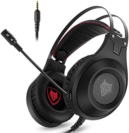 Gaming Headset Micolindun Headphone Microphone Gamer Super Light Comfortable One-key Mute Stereo Bass Metallic Volume Control Noise Isolation for PS4, Xbox One, PC, Laptop, Tablet, Phone ( Adapter Include)