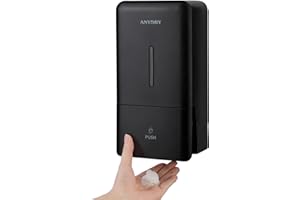 anydry Distributeur Mousse Murale 800ml Manuel Pressurisé, Fenêtre Transparente, Mousse Épaisse, Recharge sans Démontage Usage Pro/Domestique 1006F (Argent)