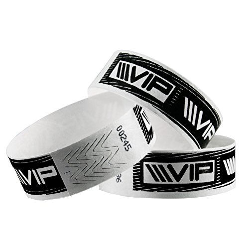 linie zwo    Pack de 100 Pulseras de Seguridad Tyvek   19 mm VIP  Negro