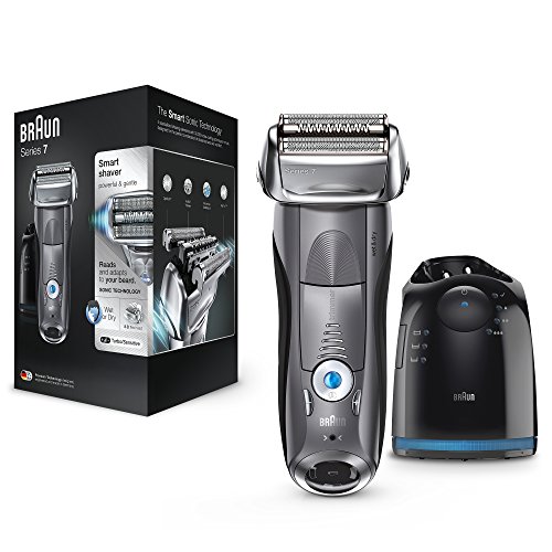 Braun Series 7 Elektrischer Rasierer 7865cc, mit Reinigungsstation Clean&Charge und Reise-Etui , grau