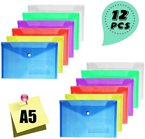 Plastic Wallets - a5 Plastic Wallets Plastic Folder Files Document Wallets Popper Folders File Organizer Clearview Assorted Colour ( 12 pcs )