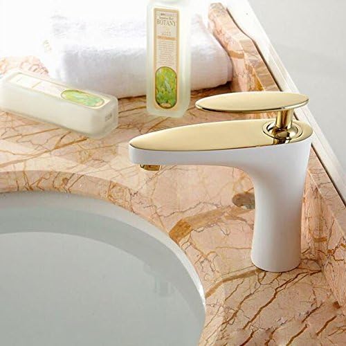 Tourmeler Fashion Top High Quality Brass Material Single Lever Hot And Cold White And Gold Bathroom Basin Faucet Sink Mixer
