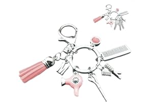 Ppmter Hairdresser Comb Scissors Charm Keychain Hairdresser Hair Stylist Gift Hanging Ornament Bag Pendant Birthday Gift