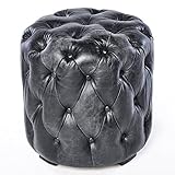 Chesterfield Fusshocker / Sitzhocker in Schwarz