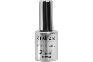 Andreia Esmalte de Uñas de Gel Híbrido Profesional - 2 Pasos y no requiere lámpara Larga duración y fácil eliminación - Fusion Shine - Capa Superior