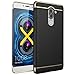 Produktbild Schutzhülle Huawei Honor 6X Hülle ,Ultraslim 3 in1 Leathlux Plating Kratzfeste Metall Textur Chrom Kunststoff Harte Rückseite Case Bumper Rückdeckel Hart Case Handyhuelle Cover Für Huawei Mate Honor 6X (Schwarz)