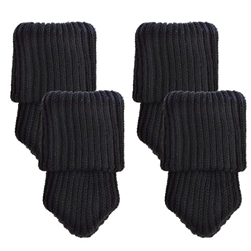 Mogoko 16 x Stuhlbeinsocke Möbel Socken Anti-Rutsch Wollsocken Hocker Fessel Tabellen Cotton Caps Fußboden Schutz Stuhl Bein Floor Protector (Schwarz) - 2