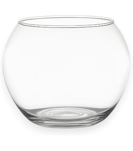 Sandra Rich Vaso Rotondo In Vetro Trasparente, Serie Ball, Altezza 16,5cm, Diametro 15x13,5cm, Per Decorazioni E Fiori
