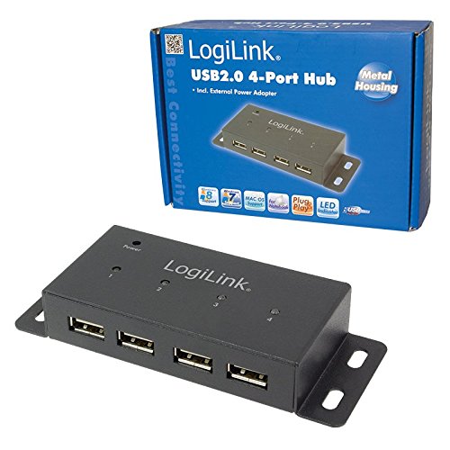 Logilink USB 2.0 Hub mit 4-Ports aus Metall in schwarz - 3