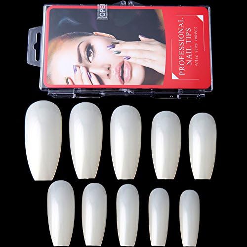 GEBI 120Pcs DIY Nail Art Tips Full Cover False Ballerina Nails Coffin Shape（Natural，With Box）