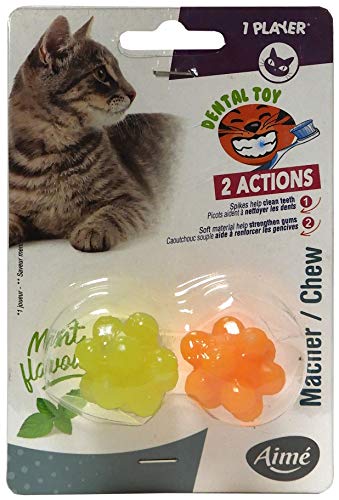 AIME Jouet à mâcher, Balles Boing Saveur Menthe, Rebondissantes X2, Aide à nettoyer les dents