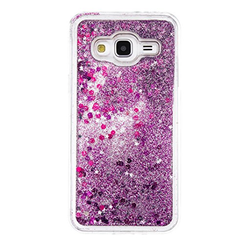 Samsung Galaxy J3 Glitzer Hülle Rosa Schleife® TPU Weiche Silikon Backcover Slim Case 3D Fließen Flüssig Shiny Bling kristall Handyhülle Handytasche Schale Bumper mit Schmetterling Herz Muster Entwurf für Samsung galaxy J3 (5.0 Zoll) - 2