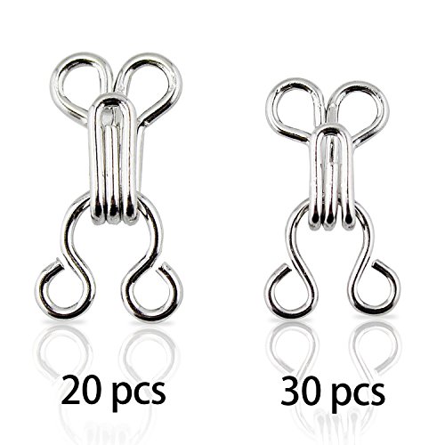 Aussel 50 Sets BH Haken und Ösen Kleidung Nähen 8mm 10mm Silber - 3