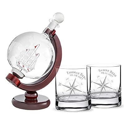 Amavel Whisky l’article Boussole – Parent. Globuskaraffe und 2 Gläser
