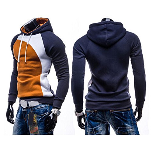 calistous Effiziente Weiches Material Coat Revers Herren Pullover Hoodie Mäntel black-red-dark grau & M, Grau, Dark Grey-White-Camel & M