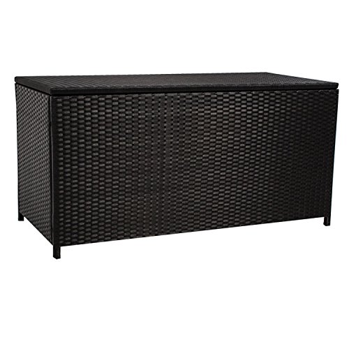 Polyrattan Gartenmöbel Auflagenbox mit wasserabweisender Innenplane in schwarz - 3