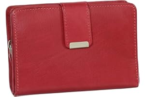 Ledershop24 RFID Damen Leder Geldbörse Damen Portemonnaie Damen Geldbeutel - Farbe Rot - Geschenkset + exklusiven Schlüsselanhänger