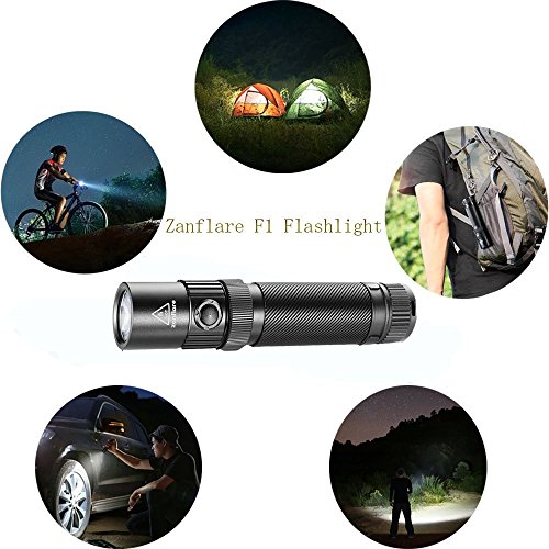 Zanflare F1 LED-Taschenlampe, Cree XP-L V6 1240 Lumen super helle taktische Lampe mit Sicherheits-Hammer, IP68 Wasserdicht, USB wiederaufladbar, 7 Licht-Modi zum Wandern, Camping, Notfal - 5