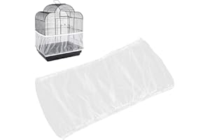 CRLLDPM 1 Stück Abdeckungen für Vogelkäfige, Abdeckungen Für Vogelkäfige, Vogelkäfig Schutznetz Mesh Rock, Vogelkäfig Schmutzfang, Für Käfige mit Einem Umfang von 135-180cm (Weiß)