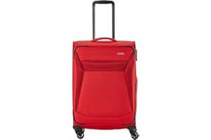travelite 4-Rad Koffer Größe M Weichschale, Gepäck Serie CHIOS mit Dehnfalte + Kantenschutz, Trolley in zeitloser Optik, 67 cm, 60 - 66 Liter, Rot