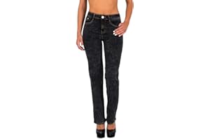 ESRA Jean Femme Jeans Droit Pantalon en Jeans Taille Normale Straight Fit Jean de Grandes Tailles G100