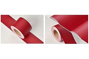 VisitRyl Bordo di carta da parati con bordo adesivo per decorazione da parete, decorazione da parete, 5 x 500 cm, colore: Rosso