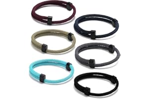 TempBeau Armband Herren Schwarz Segeltau Surferarmband : Handgemacht Surfer Armband Paracord für Männer und Damen Nautic Seil Armband Einstellbar Geflochtenes Armbänder