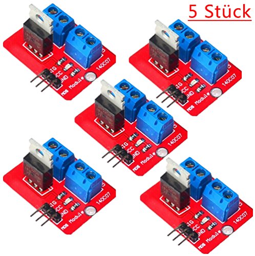 DaoRier IRF520 Mos Fet Treiber Modul für Arduino ARM Raspberry Pi DC 5V/3.3V PWM Ausgabe, 5 Stück - 2