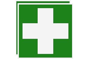 TK THERMALKING Adesivo di primo soccorso – croce verde segno di salvataggio – autoadesivo per scatola di medicazione – 10 x 10 cm (2)