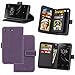 Produktbild KANTAS 9 Karten Brieftasche Flip Case Lila PU Leder Handyhülle Case Matt Oberfläche Taschenhülle Wallet Ledertasche mit Magnetverschluss Standfunktion Geldbeutel für Sony Xperia XZ1 Compact