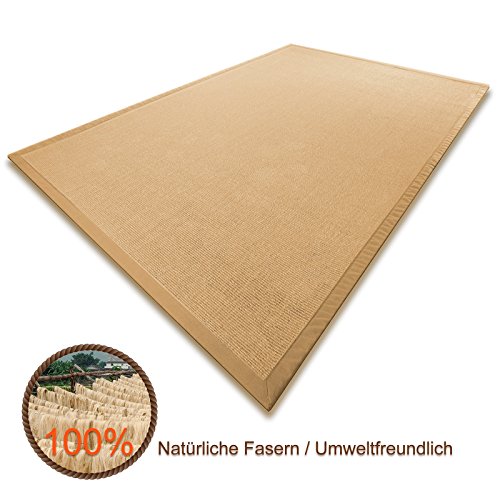 casa pura® Sisal Teppich aus Naturfasern | natur | mit Bordüre aus Baumwolle | pflegeleicht | Größe wählbar (70×130 cm) - 2