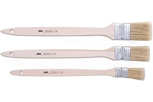PENNELLIFICIO 2000 | Set di 3 Pennelli Professionali Per Radiatori, con Manico in Legno per Verniciature di Radiatori, Profilature e Angoli, Dimensioni Ghiera 3, 4, 5 Cm - Made in Italy