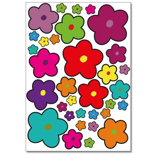 Wandkings Blumen Design 5 Wandsticker Set, 68 Aufkleber, 2 DIN A4 Bögen, Gesamtfläche 60 x 20 cm - 2