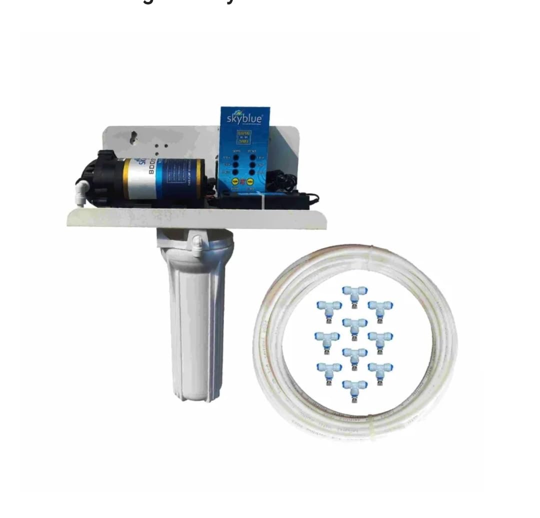 UNYQ Fogger Kit for Dairy farm, Restaurant and Marriage Place of 10 Brass Nozzles with Timer, Filter and Other Accessories