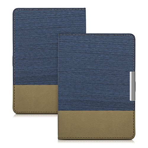 kwmobile Hülle für Tolino Vision 1 / 2 / 3 / 4 HD – Flipcover Case eReader Schutzhülle – Bookstyle Klapphülle Blau Braun - 5