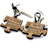 Lieblingsmensch 2er Set Gravur Partner Schlüsselanhänger aus Holz - Modell: Puzzle