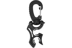 Dilwe Clip de tuyau de plongée, support de tuyau à basse pression, clip BCD, réinitialisation rotative, boucle de crochet à pression (noir)