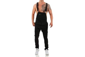Pejihota Tuta da uomo in denim bavaglini nero tuta moda lettere abbigliamento da lavoro regolabile slim fit tuta con tasche