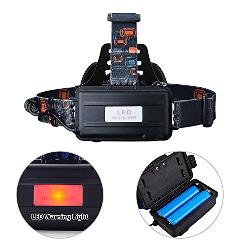 LED Stirnlampe, Elekin Superheller LED Kopflampe (Inklusive 2 x 18650 Wiederaufladbarem Batterie und Wiederaufladbarem USB-Kabel ), 4 Helligkeiten zu wahlen, Geeignet für Nachtangeln, Nachtfahrten, Camping, Wandern,Fahrrad usw (schwarz) - 3