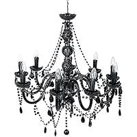 Kare 61927 - Lámpara de techo de araña con cristales (9 brazos), color negro