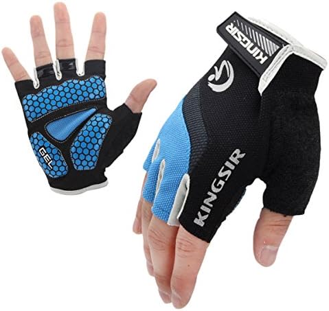 Cycling Mountain Bike Gloves Road Racing Bicycle Gloves Light Silicone Gel Pad Biking Half Finger Gloves Blue