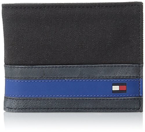 Preisvergleich Produktbild Tommy Hilfiger Mens Leather Exeter Passcase Billfold Wallet, Black