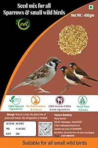 Bird Food Sparrow Bird Feed 450 Gram, More Than 5 Grains Refill Pack for All Small Wild Birds , House Sparrows, Finches