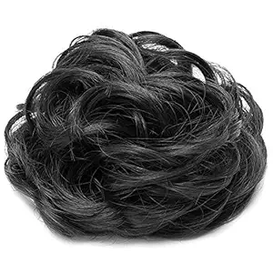 BLUSHIA 1PCS Messy Bun Hair Piece Hair Extension With Elastic Rubber Band Hairpiece Synthetic Hair Scrunchies Hair Piece for Women Girls Color Black
