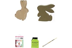 Décopatch - 2 Boîtes Lapins à décorer - Lot Pâques - 5 Feuilles Décopatch - Vernis Colle - Made in France