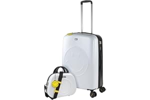 Smiley Originals - Maletas de Viaje de la Firma Smiley. Juego Maletas 4 Ruedas - Juego de Maletas de Viaje - Juego Maletas de Viaje Ligeras. Candado de combinacion 180160B, Blanco-Negro