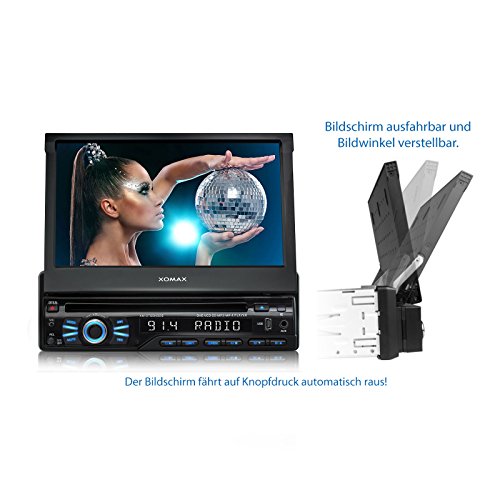 XOMAX XM-DTSBN929 Autoradio / Moniceiver / Naviceiver mit GPS Navigation + Navi Software inkl. Europa Karten (48 Länder) + Bluetooth Freisprechfunktion + 7″/ 18 cm Touchscreen Display in 16:9 HD Auflösung (800 x 480 px) + Codefree DVD / CD Player + 2x USB Anschluss (bis 256 GB) + Micro SD Speicherkarten Slot (bis 128 GB) + MPEG4, MP3, WMA, AVI, DivX etc. + Anschlüsse für Rückfahrkamera & Lenkradfernbedienung + Single DIN (1DIN) Standard Einbaugröße + inkl. Fernbedienung, Einbaurahmen - 9